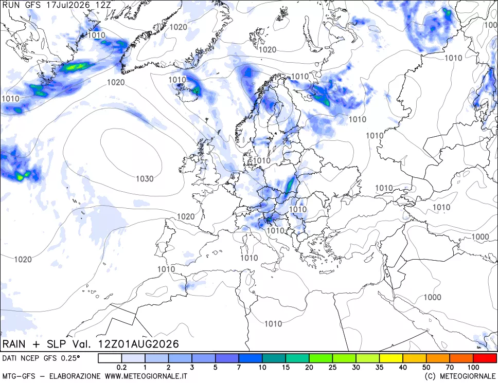 mappa Precipitazioni e pressione SLM