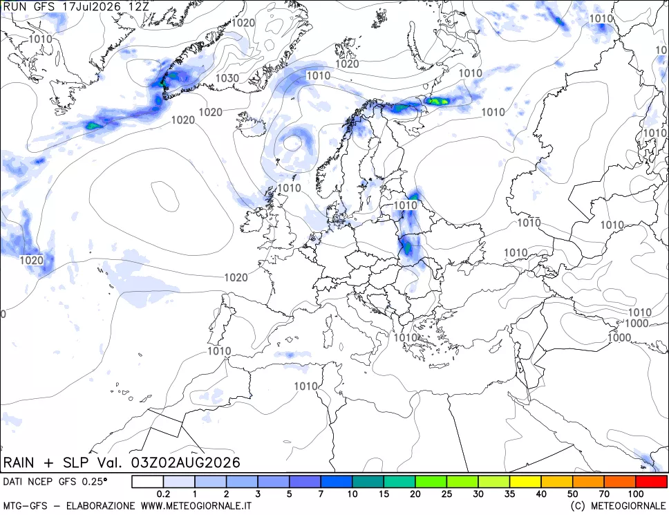 mappa Precipitazioni e pressione SLM