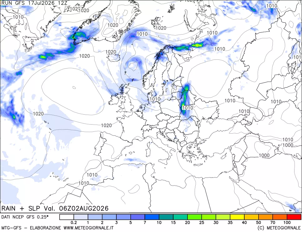 mappa Precipitazioni e pressione SLM