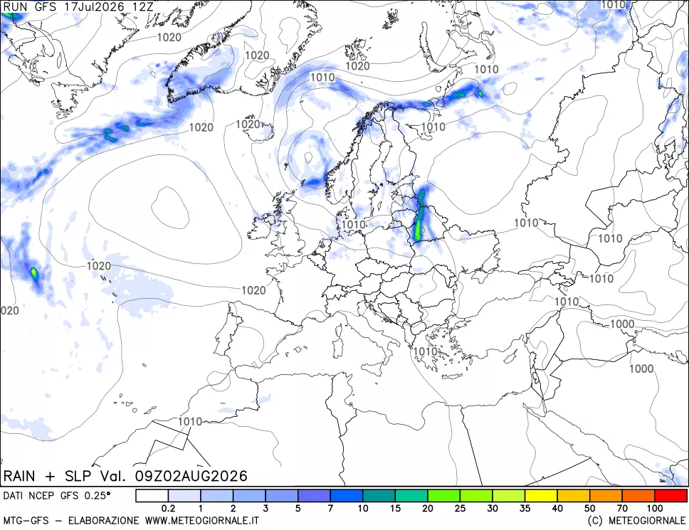 mappa Precipitazioni e pressione SLM