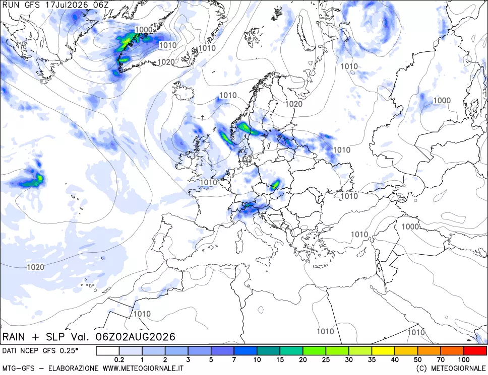 mappa Precipitazioni e pressione SLM