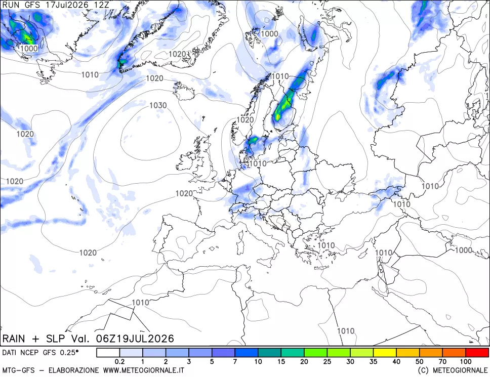 mappa Precipitazioni e pressione SLM
