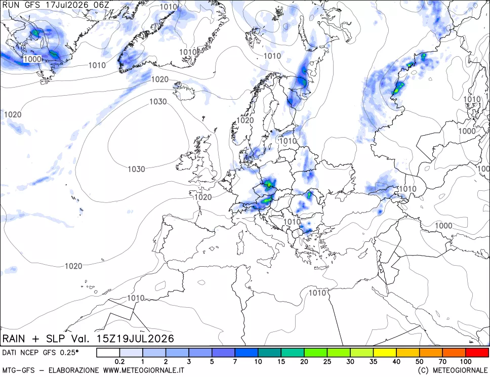 mappa Precipitazioni e pressione SLM