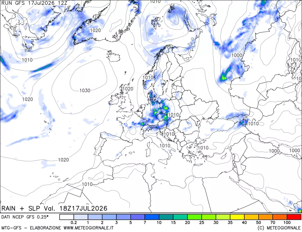 mappa Precipitazioni e pressione SLM