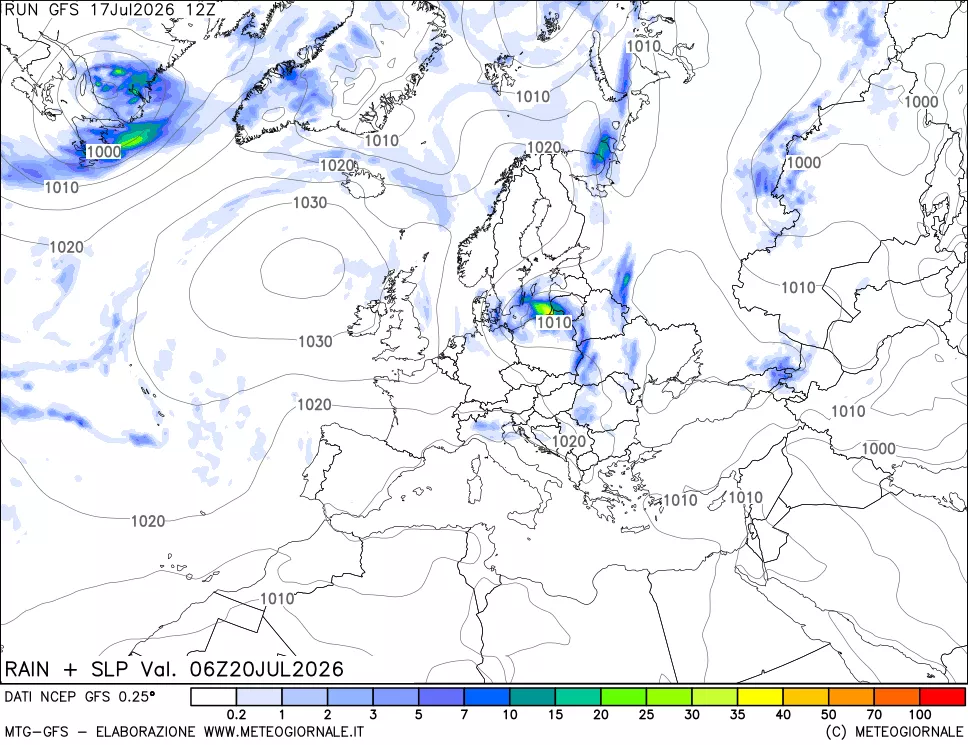 mappa Precipitazioni e pressione SLM
