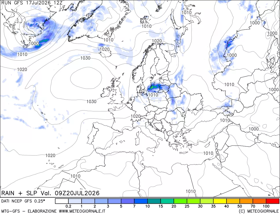 mappa Precipitazioni e pressione SLM