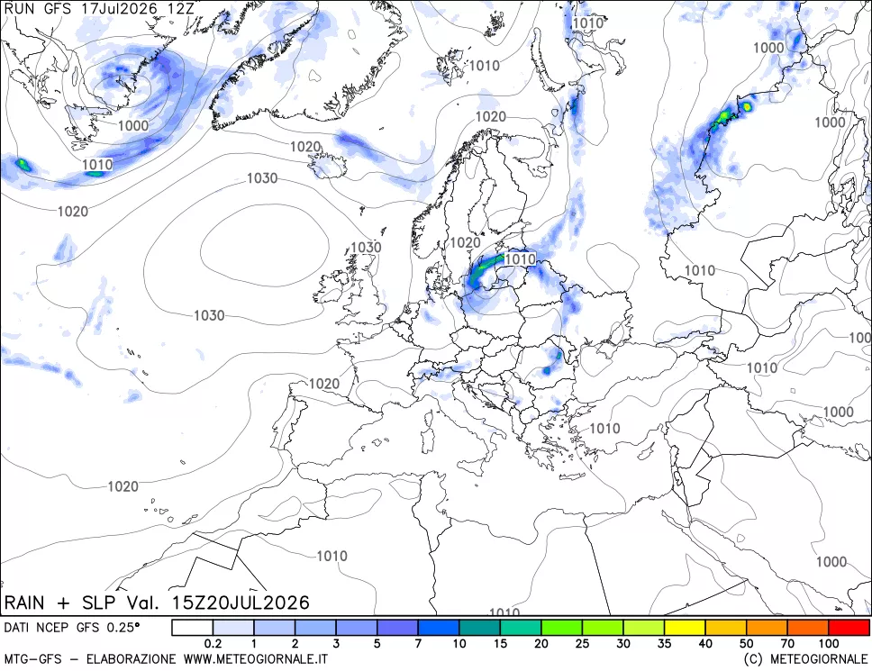 mappa Precipitazioni e pressione SLM