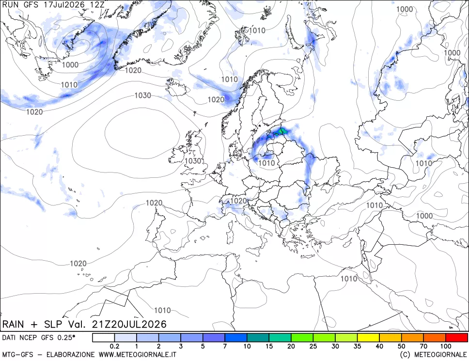 mappa Precipitazioni e pressione SLM