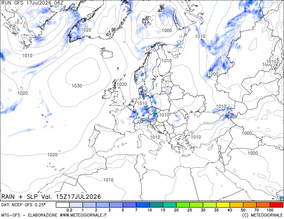 mappa Precipitazioni e pressione SLM