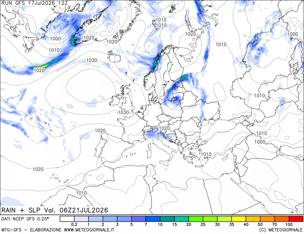 mappa Precipitazioni e pressione SLM