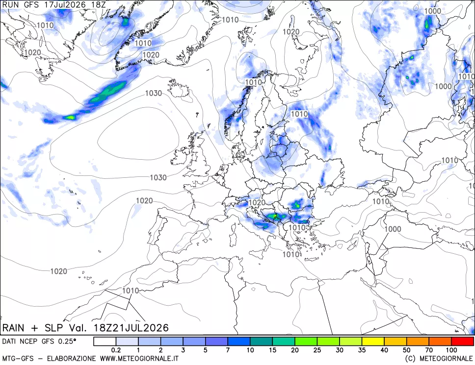 mappa Precipitazioni e pressione SLM