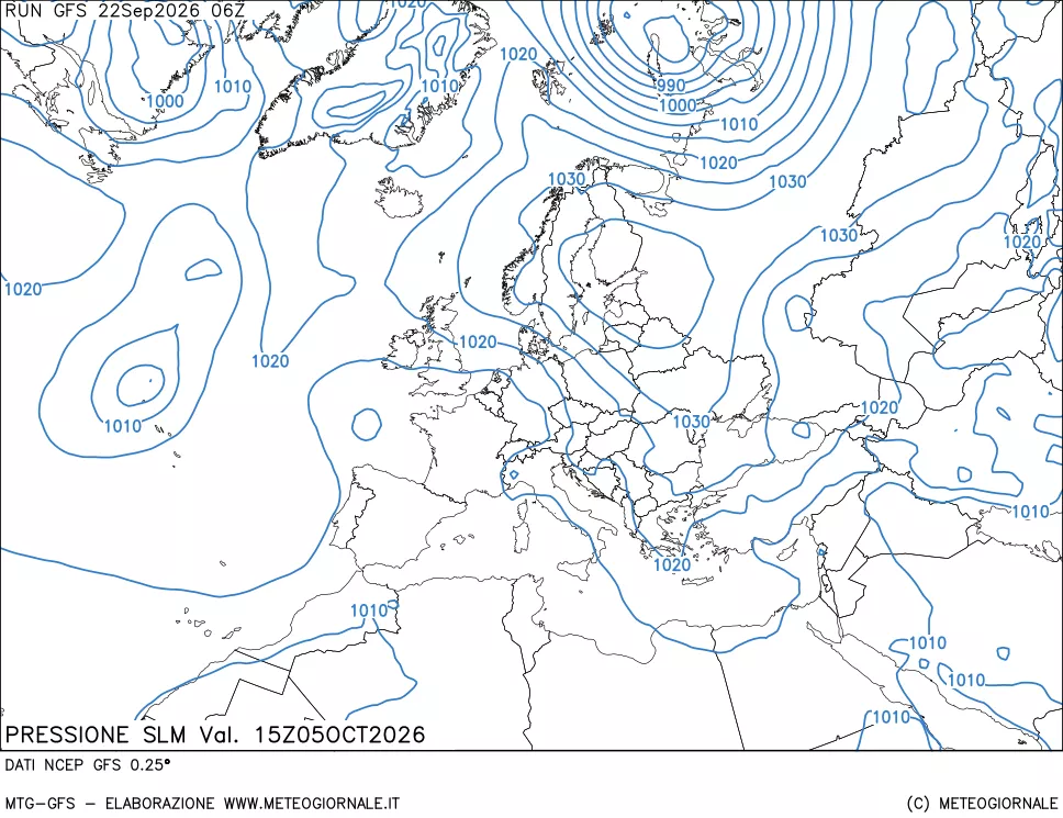 mappa Pressione sul livello del mare
