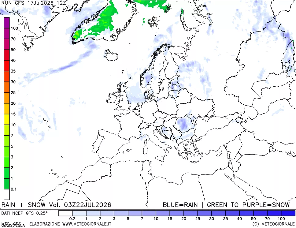 mappa Precipitazioni totali e nevose