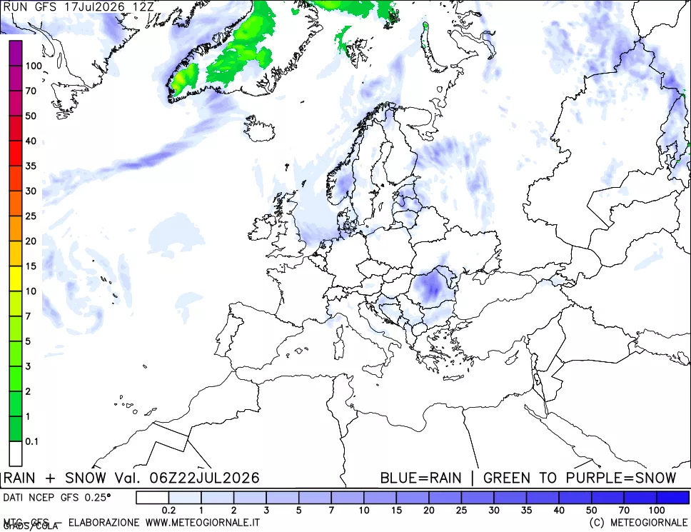 mappa Precipitazioni totali e nevose