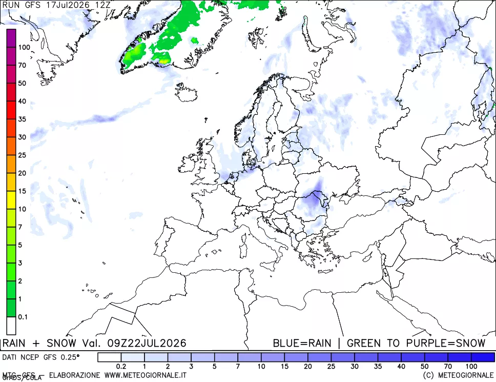 mappa Precipitazioni totali e nevose