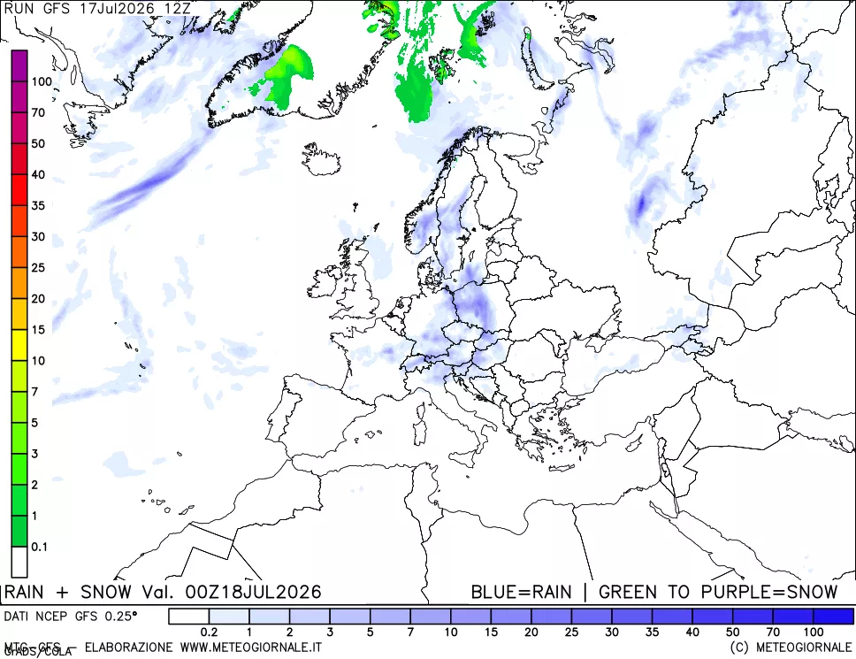 mappa Precipitazioni totali e nevose