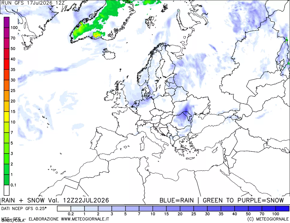mappa Precipitazioni totali e nevose