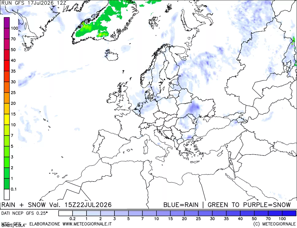 mappa Precipitazioni totali e nevose