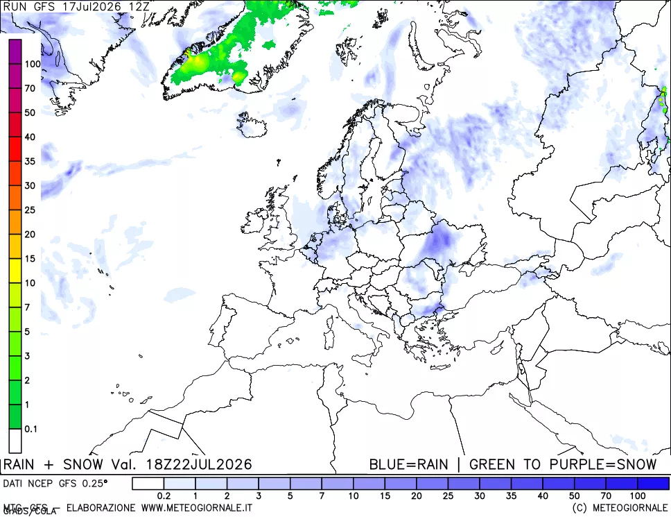 mappa Precipitazioni totali e nevose