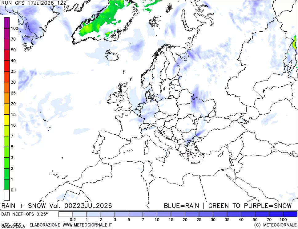 mappa Precipitazioni totali e nevose