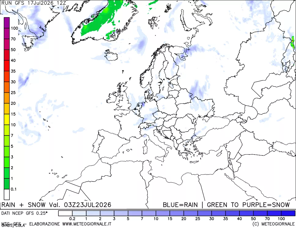 mappa Precipitazioni totali e nevose
