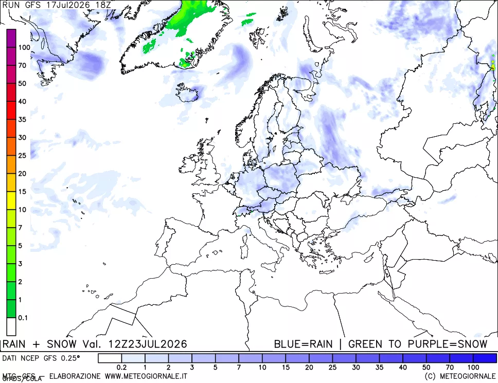 mappa Precipitazioni totali e nevose