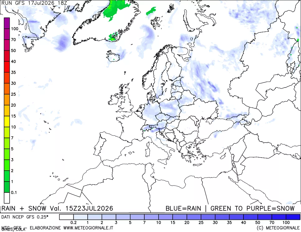 mappa Precipitazioni totali e nevose