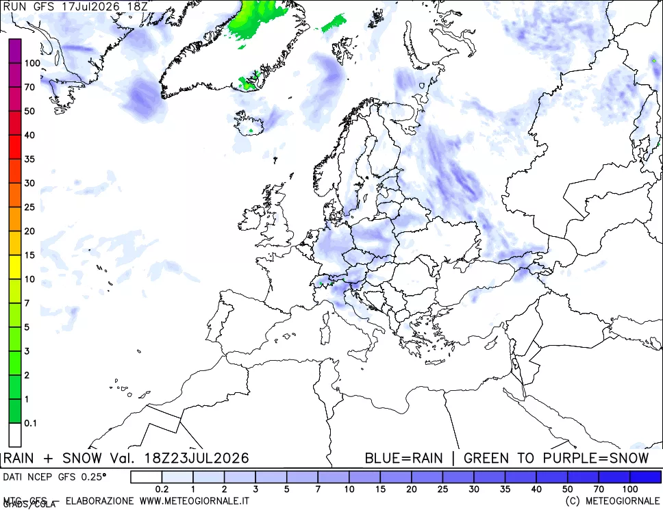 mappa Precipitazioni totali e nevose