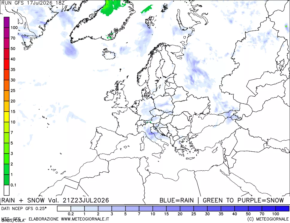 mappa Precipitazioni totali e nevose