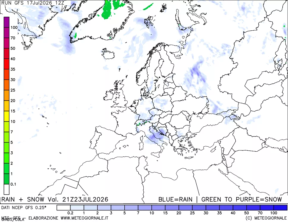 mappa Precipitazioni totali e nevose