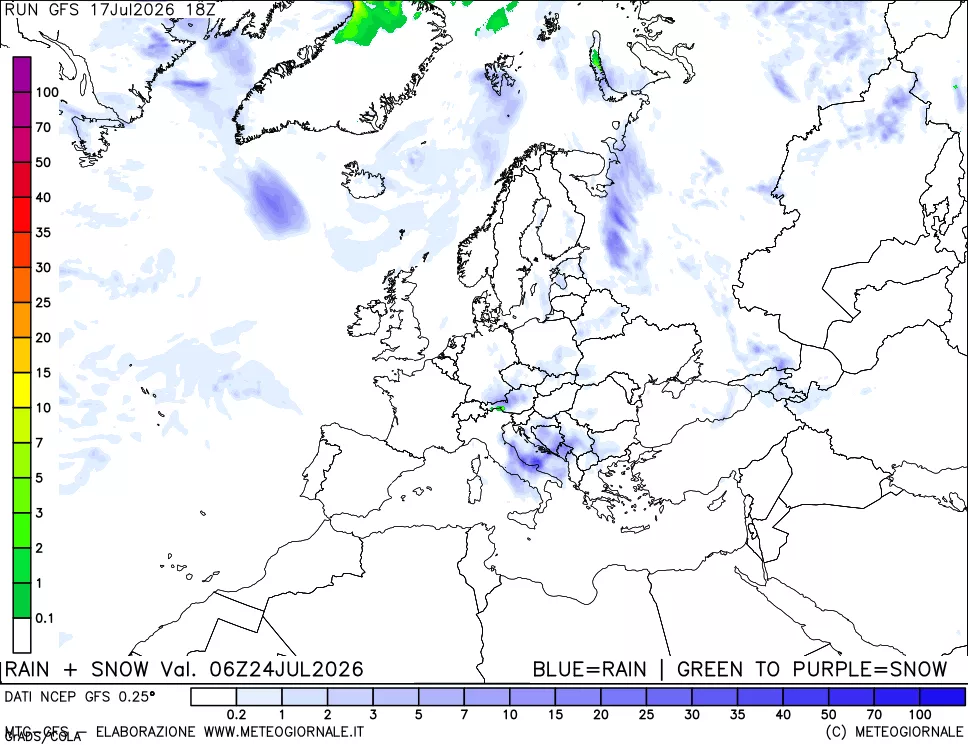 mappa Precipitazioni totali e nevose