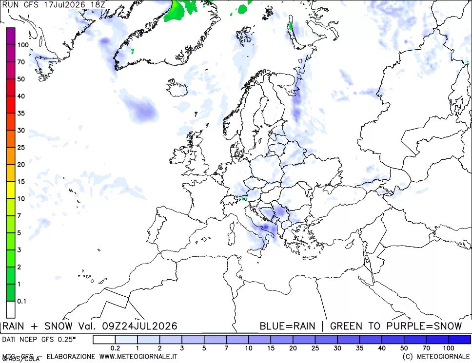 mappa Precipitazioni totali e nevose