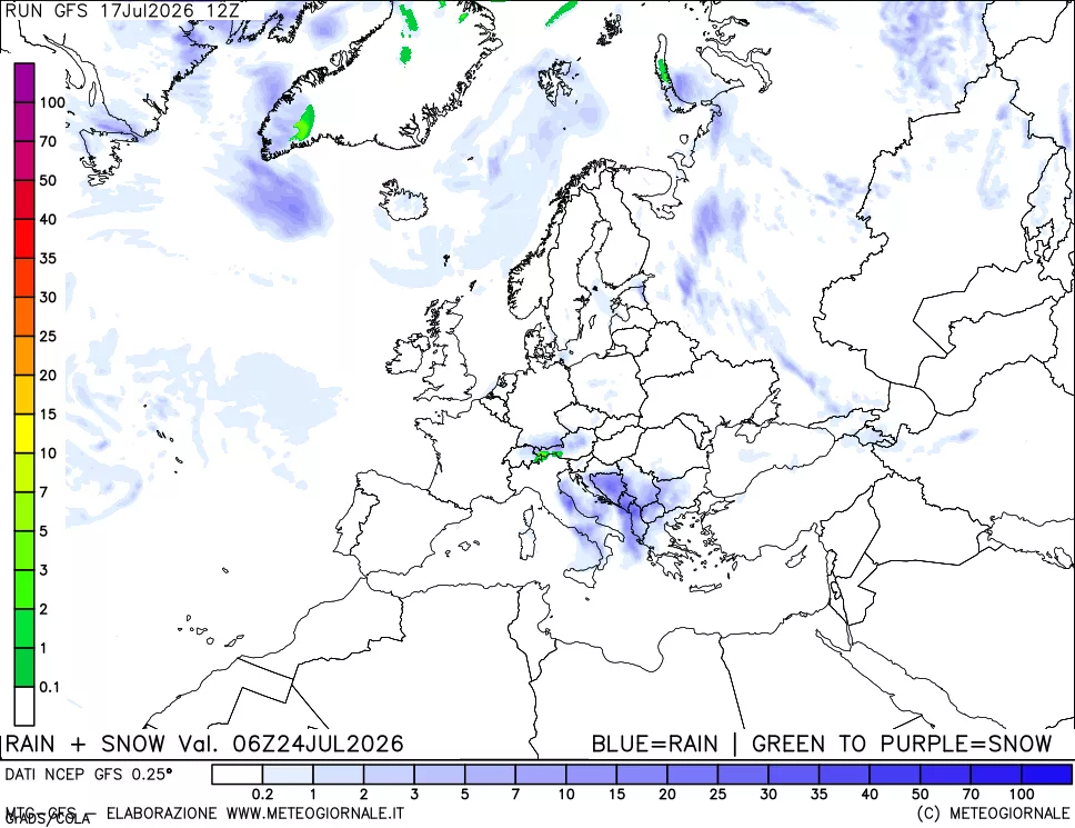 mappa Precipitazioni totali e nevose