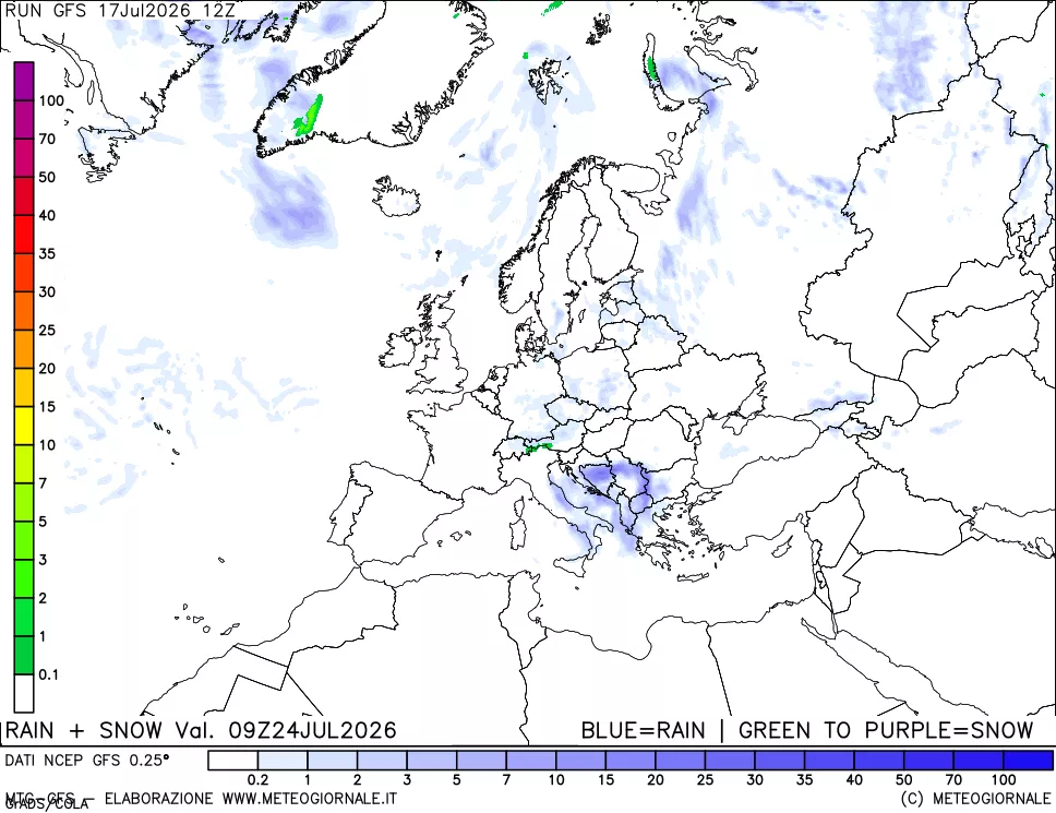 mappa Precipitazioni totali e nevose