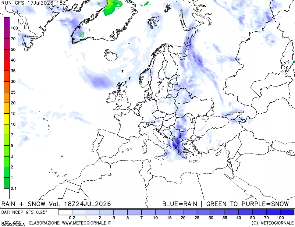 mappa Precipitazioni totali e nevose