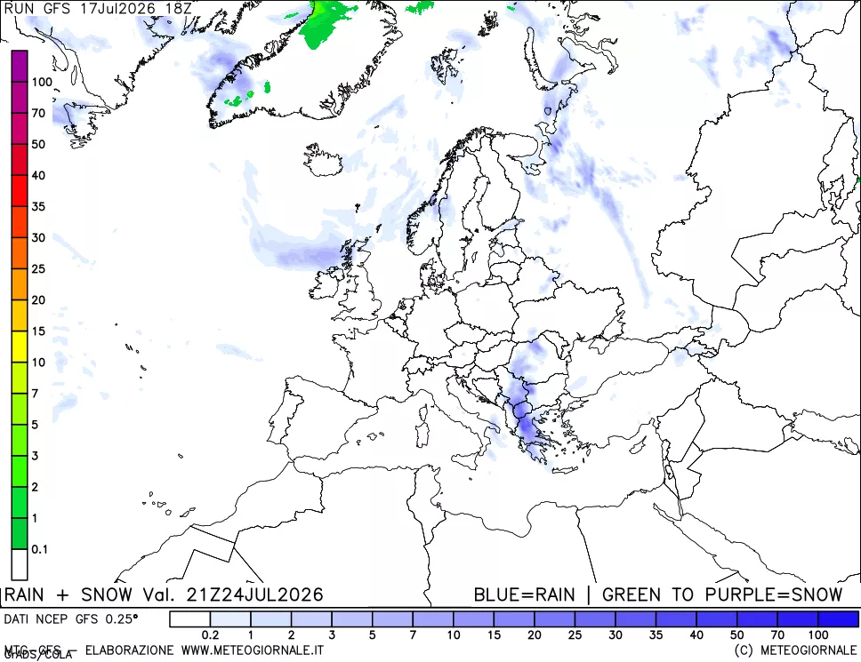 mappa Precipitazioni totali e nevose