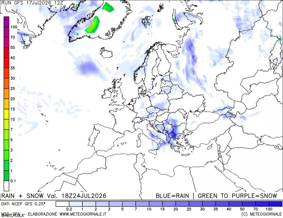 mappa Precipitazioni totali e nevose