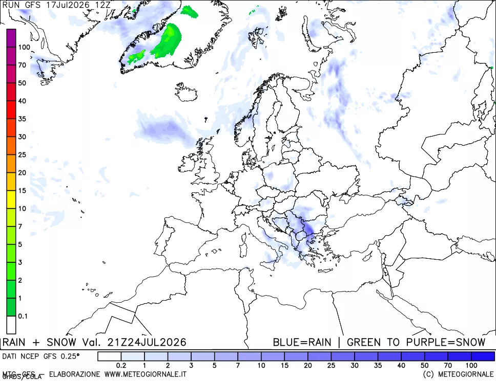 mappa Precipitazioni totali e nevose
