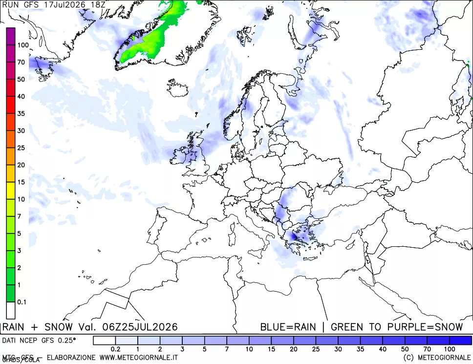 mappa Precipitazioni totali e nevose