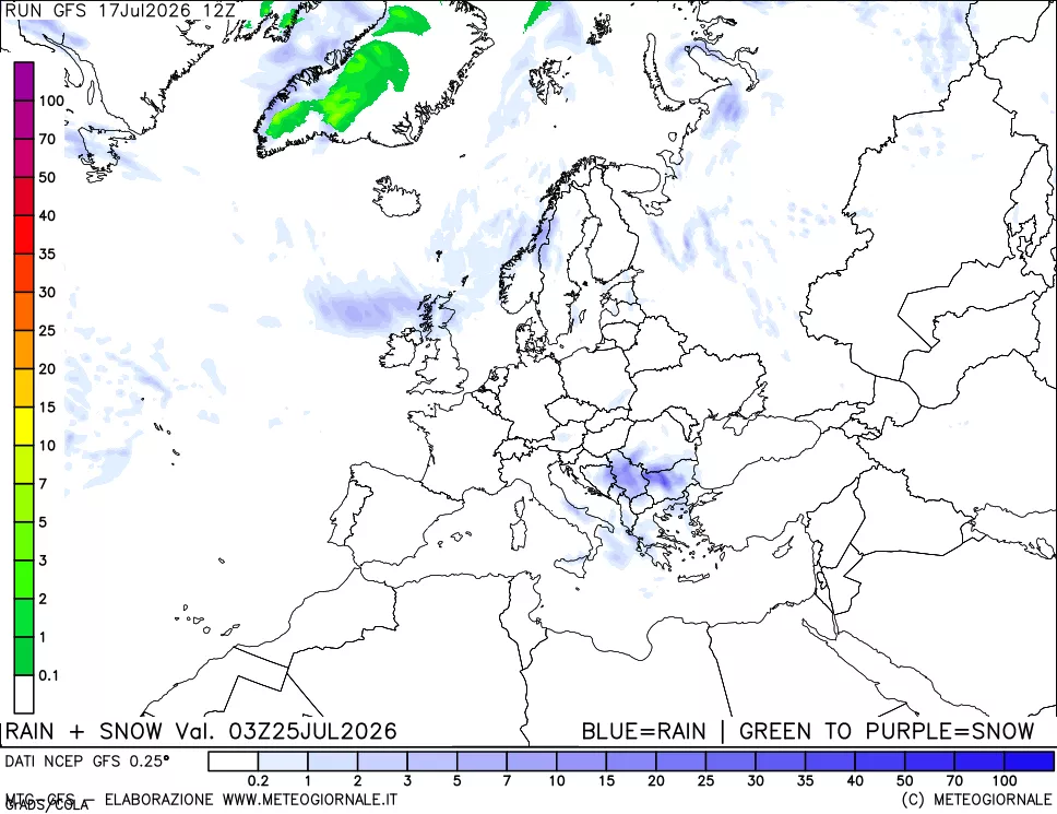 mappa Precipitazioni totali e nevose