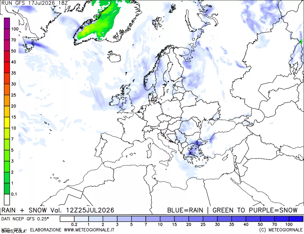 mappa Precipitazioni totali e nevose