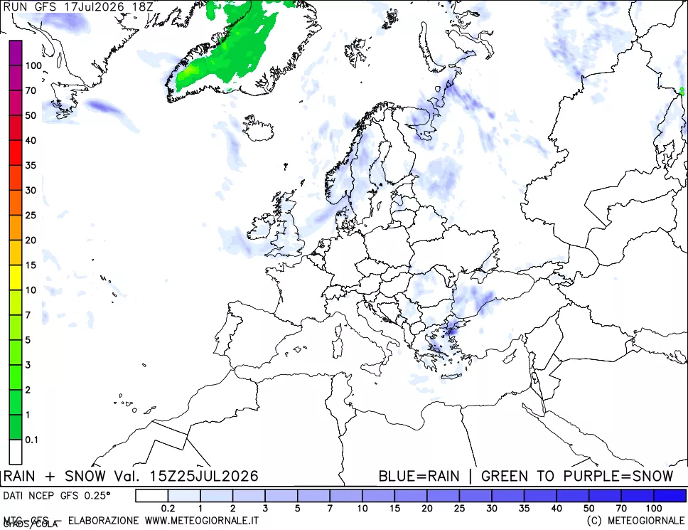 mappa Precipitazioni totali e nevose