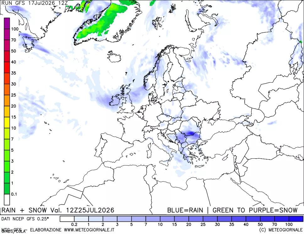 mappa Precipitazioni totali e nevose