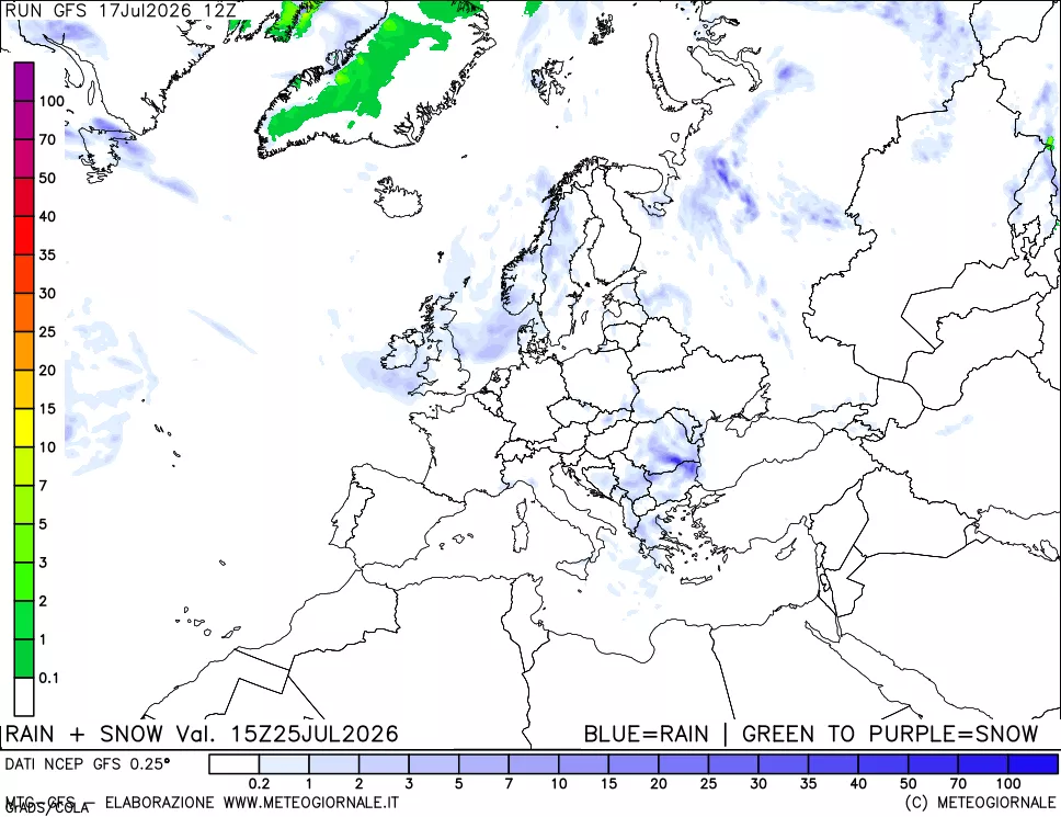 mappa Precipitazioni totali e nevose
