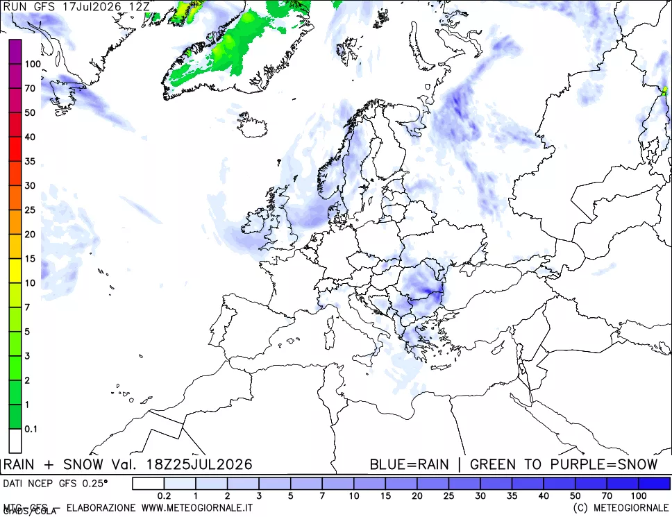 mappa Precipitazioni totali e nevose