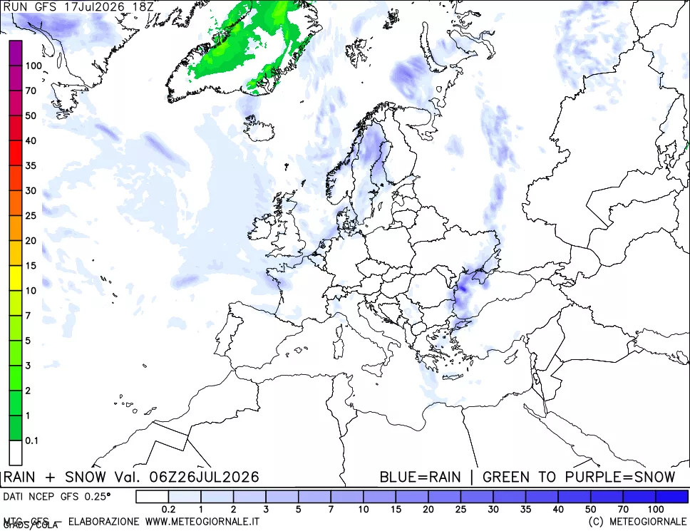 mappa Precipitazioni totali e nevose