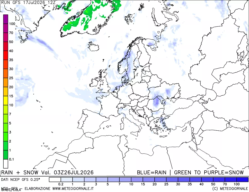 mappa Precipitazioni totali e nevose