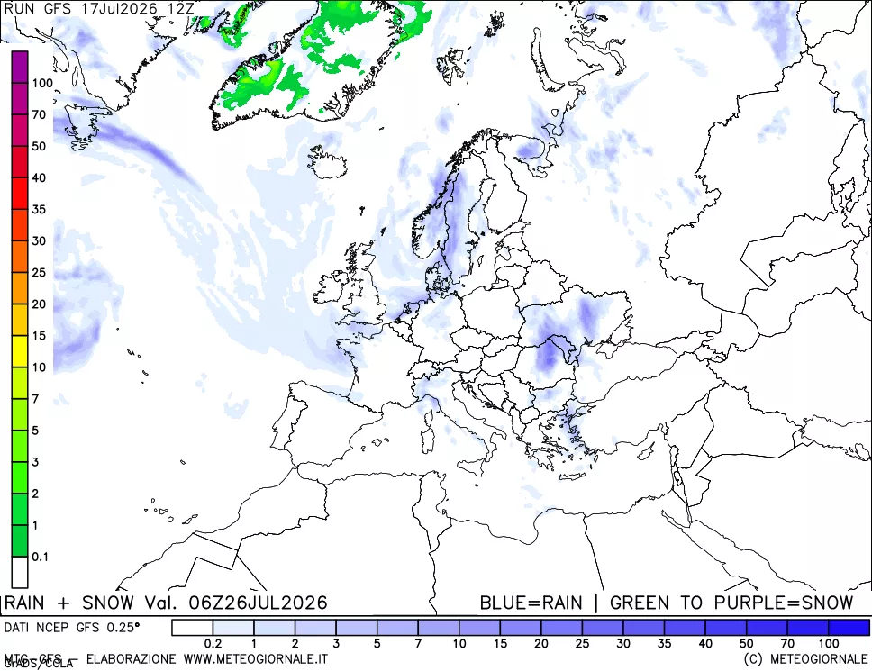 mappa Precipitazioni totali e nevose