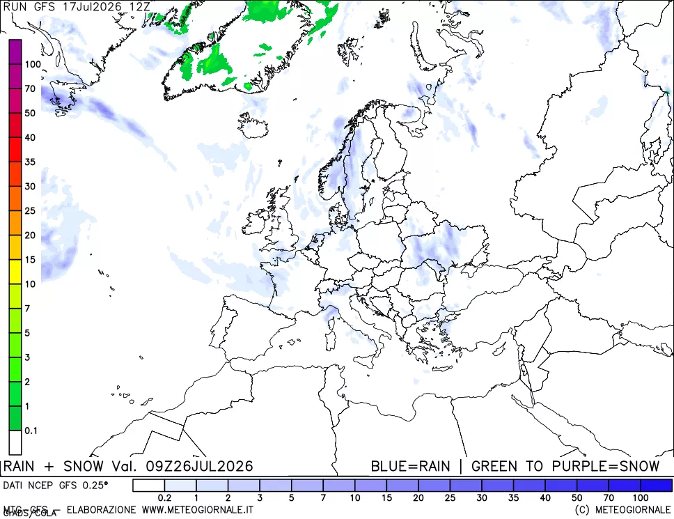 mappa Precipitazioni totali e nevose
