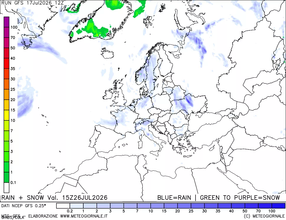 mappa Precipitazioni totali e nevose